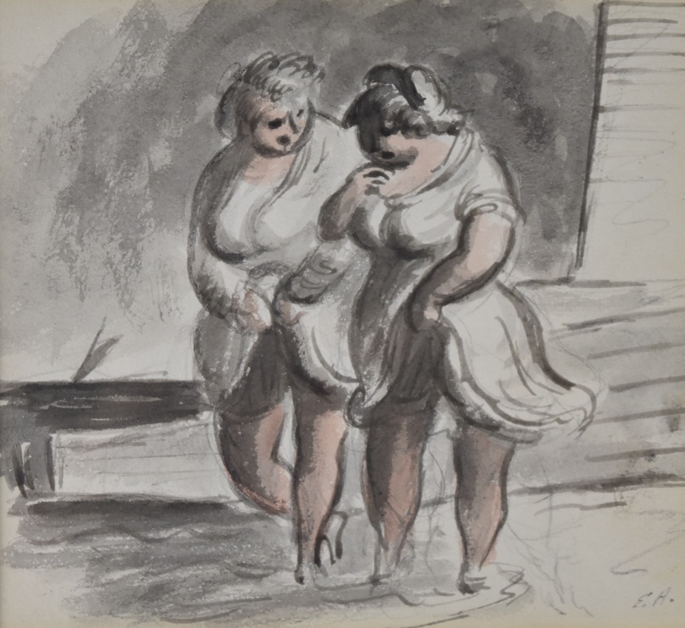 Edward Ardizzone RA (1900 1979) Watercolour Of Two Women Holding Their Dresses While Paddling Sold Ś1,100