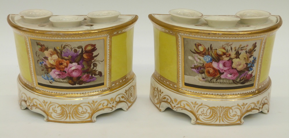 A Pair Of Pinxton 19Thc Bough Pots Hand Decorated With Flowers Sold £5,300