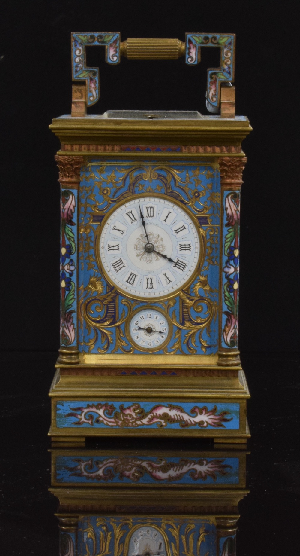 John White Of Paris Champlevé Enamel Gilt Cased Repeating Carriage Clock Sold £3,400