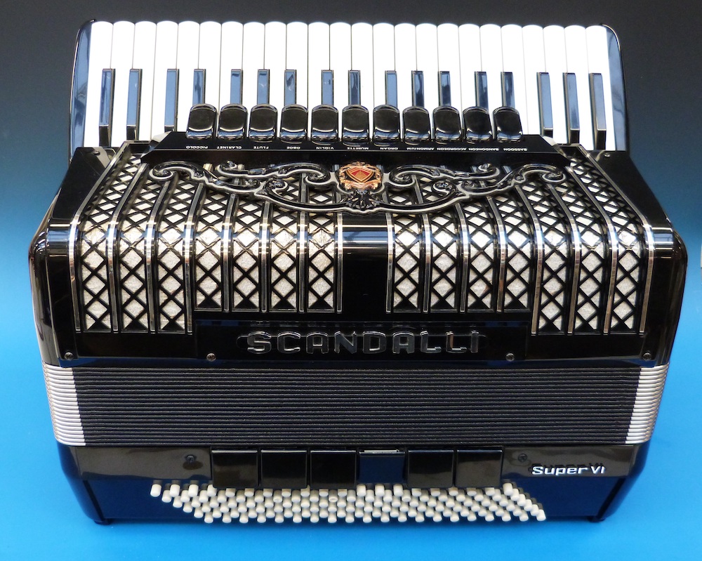 A 120 Bass Scandalli 'Super VI' Piano Accordion In Black Finish Sold Ś1,100