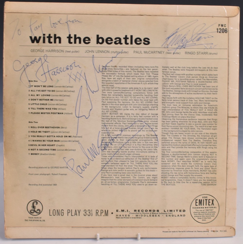 The Beatles With The Beatles Signed LP Sleeve, Hammer £15,500